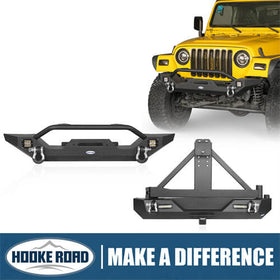 HookeRoad Different Trail Front Bumper & Rear Bumper Combo for 1997-2006 Jeep Wrangler TJ b10101012s 1