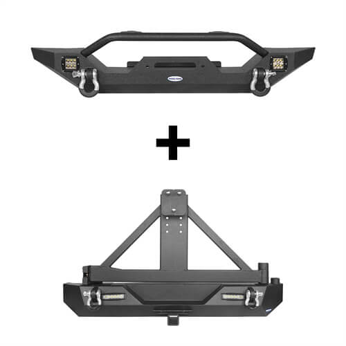 Load image into Gallery viewer, HookeRoad Different Trail Front Bumper &amp; Rear Bumper Combo for 1997-2006 Jeep Wrangler TJ b10101012s 3
