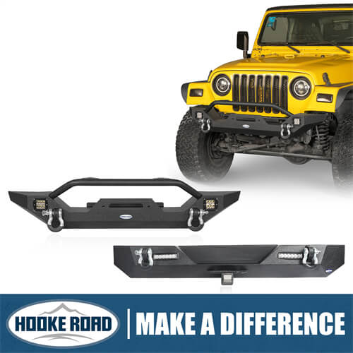 Load image into Gallery viewer, HookeRoad Different Trail Front Bumper &amp; Rear Bumper Combo for 1987-2006 Jeep Wrangler YJ TJ b10091012s 1
