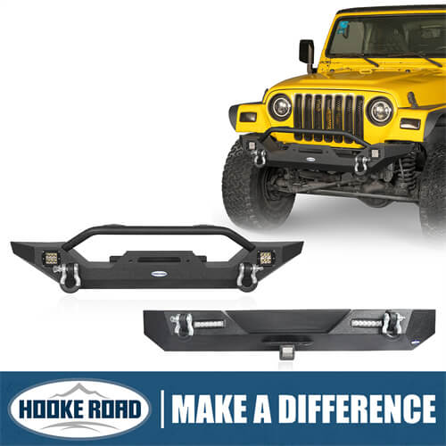 HookeRoad Different Trail Front Bumper & Rear Bumper Combo for 1987-2006 Jeep Wrangler YJ TJ b10091012s 1