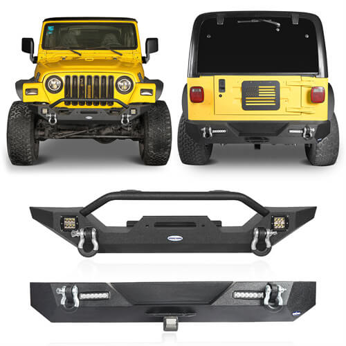 Load image into Gallery viewer, HookeRoad Different Trail Front Bumper &amp; Rear Bumper Combo for 1987-2006 Jeep Wrangler YJ TJ b10091012s 2
