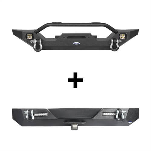 Load image into Gallery viewer, HookeRoad Different Trail Front Bumper &amp; Rear Bumper Combo for 1987-2006 Jeep Wrangler YJ TJ b10091012s 3
