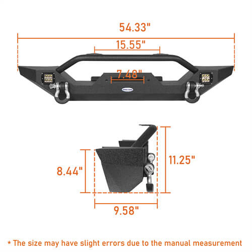 Load image into Gallery viewer, HookeRoad Different Trail Front Bumper &amp; Rear Bumper Combo for 1987-2006 Jeep Wrangler YJ TJ b10091012s 6
