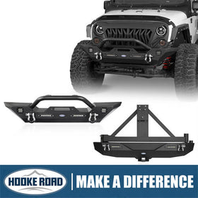 HookeRoad Jeep JK Different Trail Front & Rear Bumper Combo for 2007-2018 Jeep Wrangler JK b20293018s 1