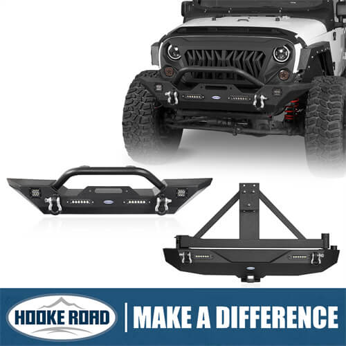 Load image into Gallery viewer, HookeRoad Jeep JK Different Trail Front &amp; Rear Bumper Combo for 2007-2018 Jeep Wrangler JK b20293018s 1
