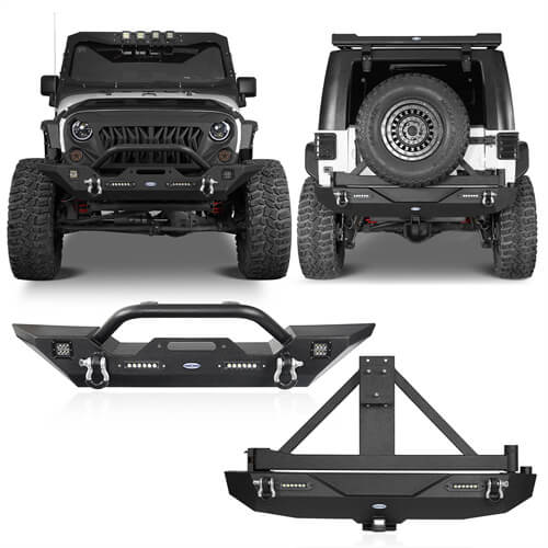 Load image into Gallery viewer, HookeRoad Jeep JK Different Trail Front &amp; Rear Bumper Combo for 2007-2018 Jeep Wrangler JK b20293018s 2
