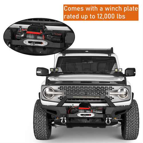 2021-2023 Ford Bronco (Excluding Raptor) DiscoveryⅠFront Bumper w/72W Light Bar - Hooke Road b8912s 11