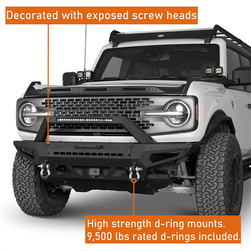 2021-2023 Ford Bronco (Excluding Raptor) DiscoveryⅠFront Bumper w/72W Light Bar - Hooke Road b8912s 12