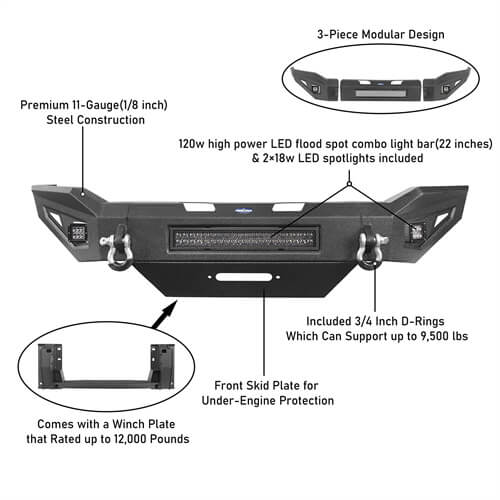 Load image into Gallery viewer, HookeRoad Dodge Ram 2500 Front Bumper &amp; Rear Bumper for 2019-2023 Ram 2500 Hooke Road HE.6302+HE.6304 12
