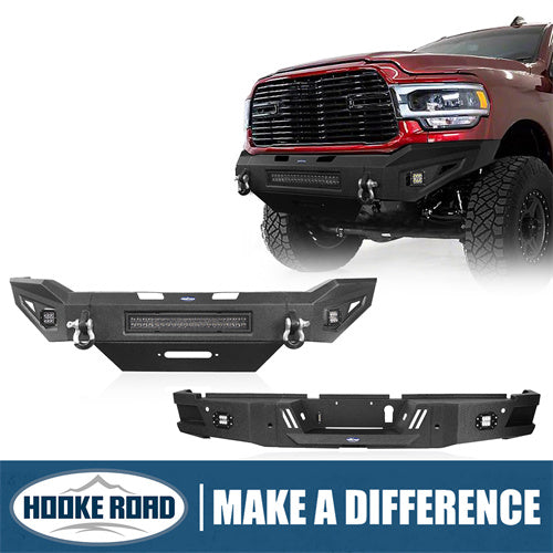 HookeRoad Dodge Ram 2500 Front Bumper & Rear Bumper for 2019-2023 Ram 2500 Hooke Road HE.6302+HE.6304 1