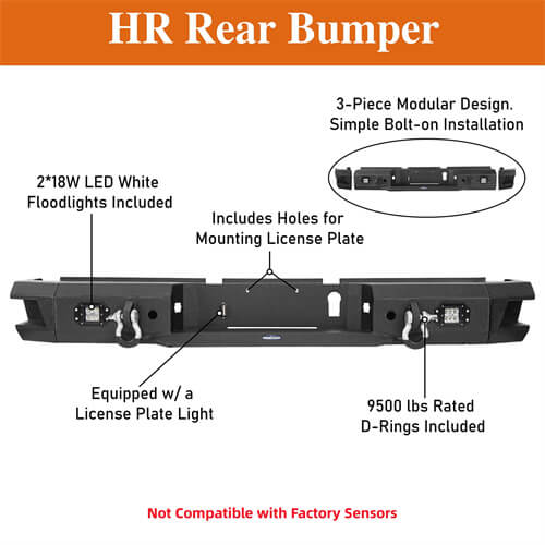 2010-2018 Dodge Ram 2500 3500 Rear Bumper w/LED Floodlights - HookeRoad b6401 9