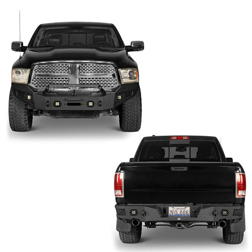 HookeRoad Dodge Ram Front Bumper & Rear Bumper Combo for 2013-2018 Dodge Ram 1500, Excluding Rebel b60016002s 15