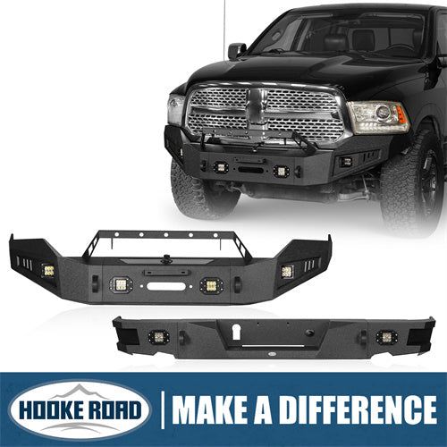Load image into Gallery viewer, HookeRoad Dodge Ram Front Bumper &amp; Rear Bumper Combo for 2013-2018 Dodge Ram 1500, Excluding Rebel b60016002s 1
