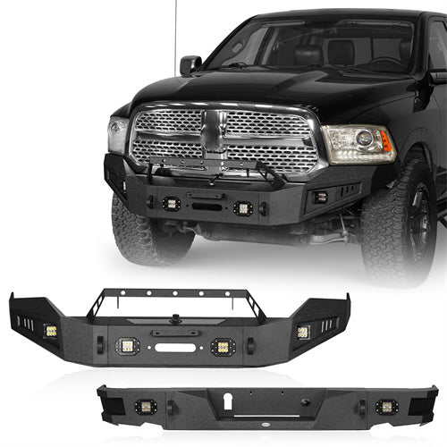 Load image into Gallery viewer, HookeRoad Dodge Ram Front Bumper &amp; Rear Bumper Combo for 2013-2018 Dodge Ram 1500, Excluding Rebel b60016002s 2
