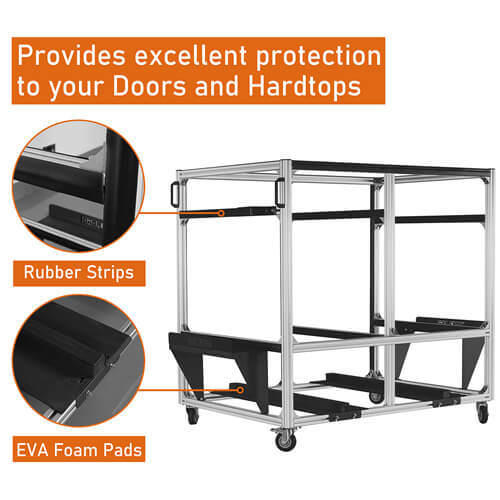 Products Doors and Hardtops Storage Cart (97-23 Wrangler TJ JK JL Hardtop Gladiator JT Hardtop & 21-23 Ford Bronco Hardtop) b2067s 4