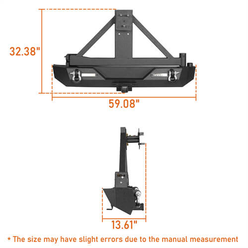 HookeRoad Rear Bumper w/Tire Carrier for 1987-2006 Jeep Wrangler TJ b1010s 10