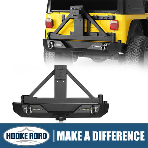 Load image into Gallery viewer, HookeRoad Rear Bumper w/Tire Carrier for 1987-2006 Jeep Wrangler TJ b1010s 1
