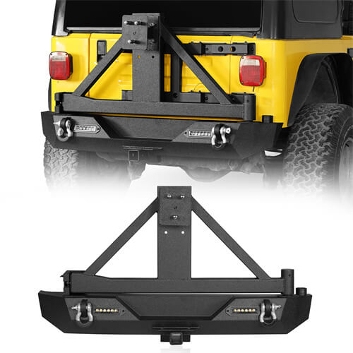 Load image into Gallery viewer, HookeRoad Rear Bumper w/Tire Carrier for 1987-2006 Jeep Wrangler TJ b1010s 2
