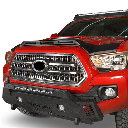 Load image into Gallery viewer, 2016-2023 Toyota Tacoma Hood Protector Stone &amp; Bug Deflector w/ Amber Lights - Hooke Road tkm11010 4
