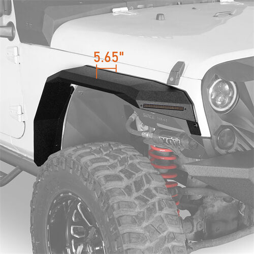 Hooke Road Flat Front Fender Flares Off Road Parts For Jeep Wrangler JK 2007-2018 b2080s 10