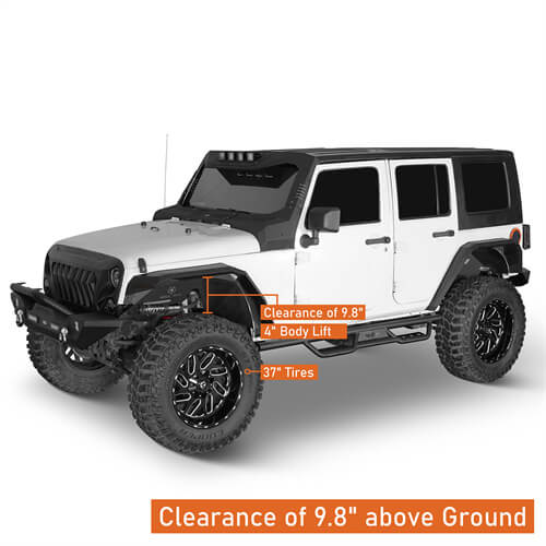 Hooke Road Flat Front Fender Flares Off Road Parts For Jeep Wrangler JK 2007-2018 b2080s 12