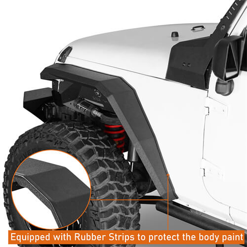 Load image into Gallery viewer, Hooke Road Flat Front Fender Flares Off Road Parts For Jeep Wrangler JK 2007-2018 b2080s 16
