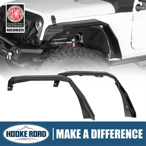 Hooke Road Flat Front Fender Flares Off Road Parts For Jeep Wrangler JK 2007-2018 b2080s 1