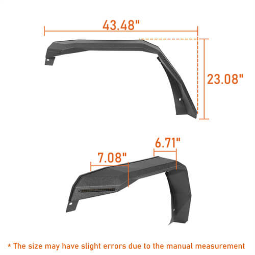 Hooke Road Flat Front Fender Flares Off Road Parts For Jeep Wrangler JK 2007-2018 b2080s 27