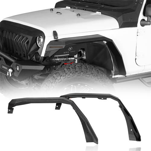 Load image into Gallery viewer, Hooke Road Flat Front Fender Flares Off Road Parts For Jeep Wrangler JK 2007-2018 b2080s 2
