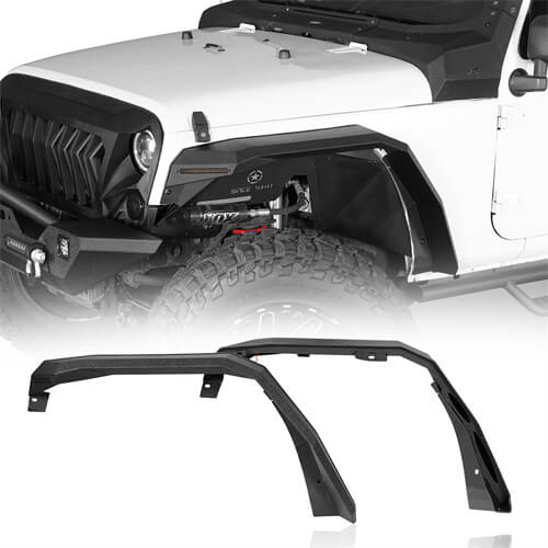 Hooke Road Flat Front Fender Flares Off Road Parts For Jeep Wrangler JK 2007-2018 b2080s 2