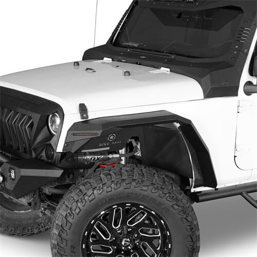 Load image into Gallery viewer, Hooke Road Flat Front Fender Flares Off Road Parts For Jeep Wrangler JK 2007-2018 b2080s 4
