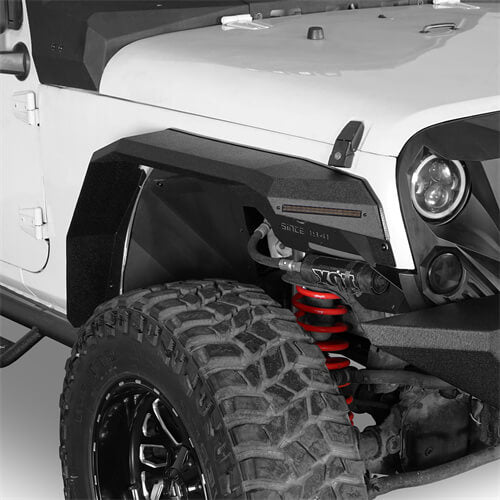 Load image into Gallery viewer, Hooke Road Flat Front Fender Flares Off Road Parts For Jeep Wrangler JK 2007-2018 b2080s 5
