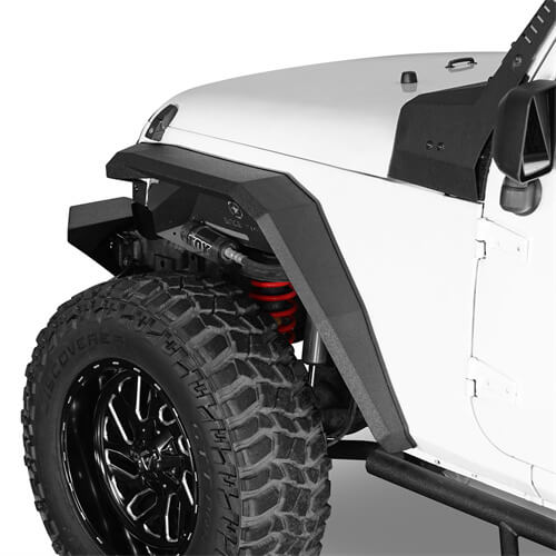 Load image into Gallery viewer, Hooke Road Flat Front Fender Flares Off Road Parts For Jeep Wrangler JK 2007-2018 b2080s 6
