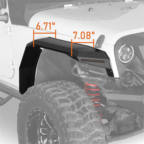 Load image into Gallery viewer, Hooke Road Flat Front Fender Flares Off Road Parts For Jeep Wrangler JK 2007-2018 b2080s 9
