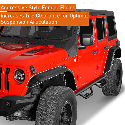 2018-2024 Jeep JL Fender Flares w/Signal Lights 4x4 Jeep Parts - Hooke Road b3055 16