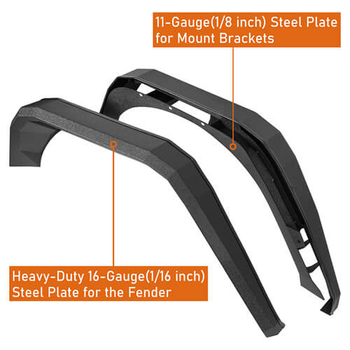 Hooke Road Flat Rear Fender Flares Off Road Parts For Jeep Wrangler JK 2007-2018 b2081s 13