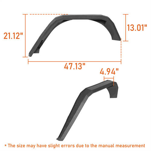 Hooke Road Flat Rear Fender Flares Off Road Parts For Jeep Wrangler JK 2007-2018 b2081s 23