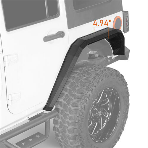Load image into Gallery viewer, Hooke Road Flat Rear Fender Flares Off Road Parts For Jeep Wrangler JK 2007-2018 b2081s 8

