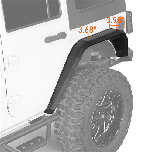 Load image into Gallery viewer, Hooke Road Flat Rear Fender Flares Off Road Parts For Jeep Wrangler JK 2007-2018 b2081s 9
