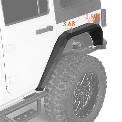 Hooke Road Flat Rear Fender Flares Off Road Parts For Jeep Wrangler JK 2007-2018 b2081s 9