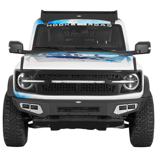 Hooke Road 2021-2026 Ford Bronco Front Bumper with 4 Spotlights b8945 2