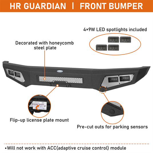 Hooke Road 2021-2026 Ford Bronco Front Bumper with 4 Spotlights b8945 8