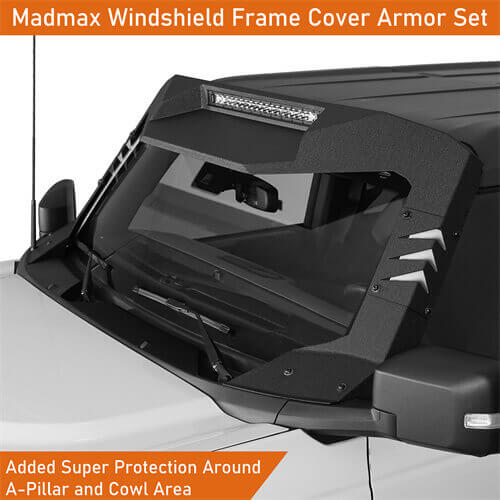 Load image into Gallery viewer, 2021-2023 Ford Bronco Madmax Windshield Frame Cover Visor w/LED Light Bar - Hooke Road
