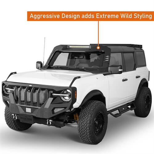 Load image into Gallery viewer, 2021-2024 Ford Bronco Madmax Windshield Frame Cover Visor w/LED Light Bar - Hooke Road
