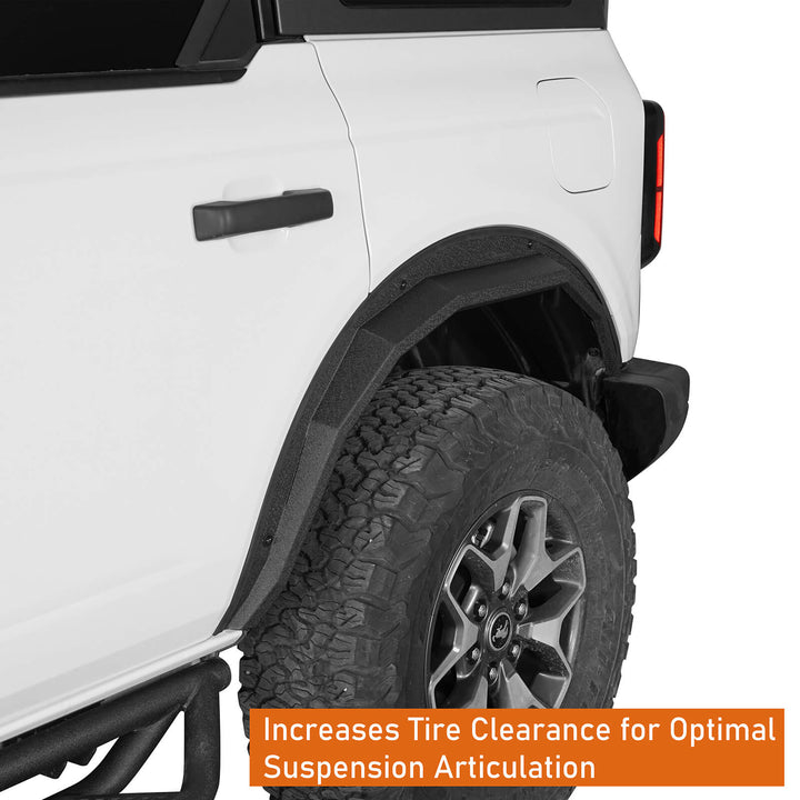 2021-2024 Ford Bronco Razor Armor Front & Rear Fender Flares Kit - Hoo ...
