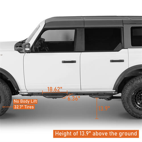 Ford Bronco Side Steps Wheel-To-Wheel Running Boards Side Hoop Steps 4x4 Parts - Hooke Road b8930s 15