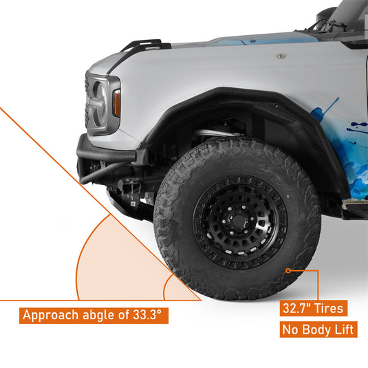 Hooke Road Ford Bronco 2021-2026 Tube Front Bumper b8954s 6