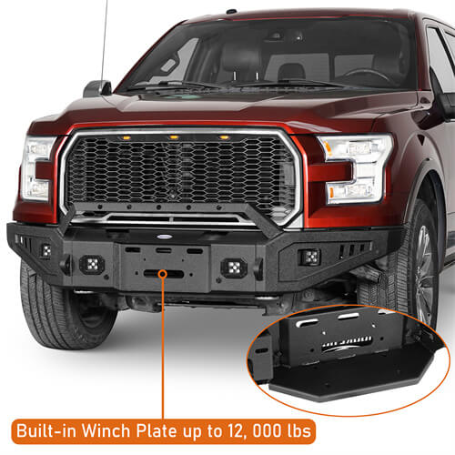 thumbnail interactive-video image 1 of Driver Side Front Bumper Bracket For Ford F-150 2015-2020 & Raptor 2018-2020 - Black Steel 1 of 5