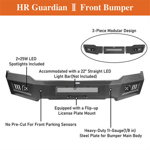 Load image into Gallery viewer, 2018-2020 Ford F-150 Full-Width Front Bumper Offroad Bumper 4x4 Truck Parts - Hooke Road b8526s 12

