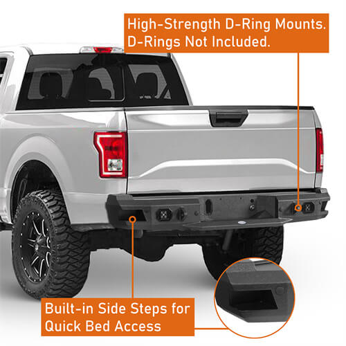 2018-2020 Ford F-150 Rear Bumper Offroad Bumper 4x4 Truck Parts - Hooke Road b8259 12